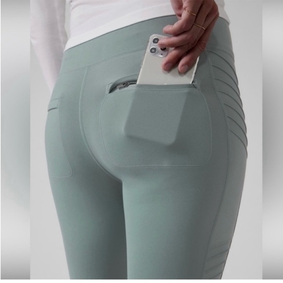 Athleta Delaney Moto Tights in Green - Picture 2 of 5